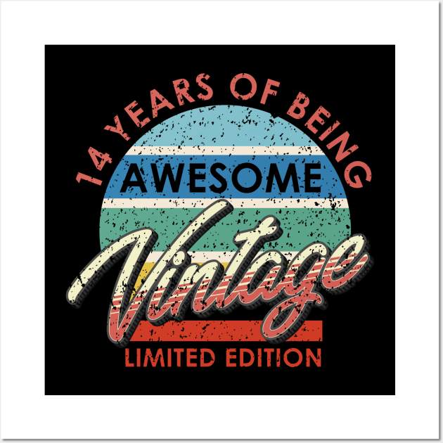 14 Years of Being Awesome Vintage Limited Edition Wall Art by simplecreatives